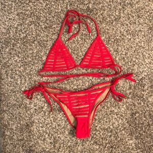 Hard summer red beach bunny suit